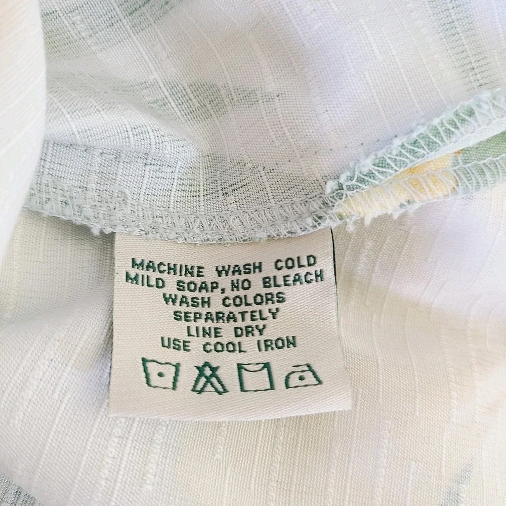 Hilo Hattie Top  Skirt Set XL Green Yellow Floral Hawaiian Tropical Button-Front - Picture 7 of 10